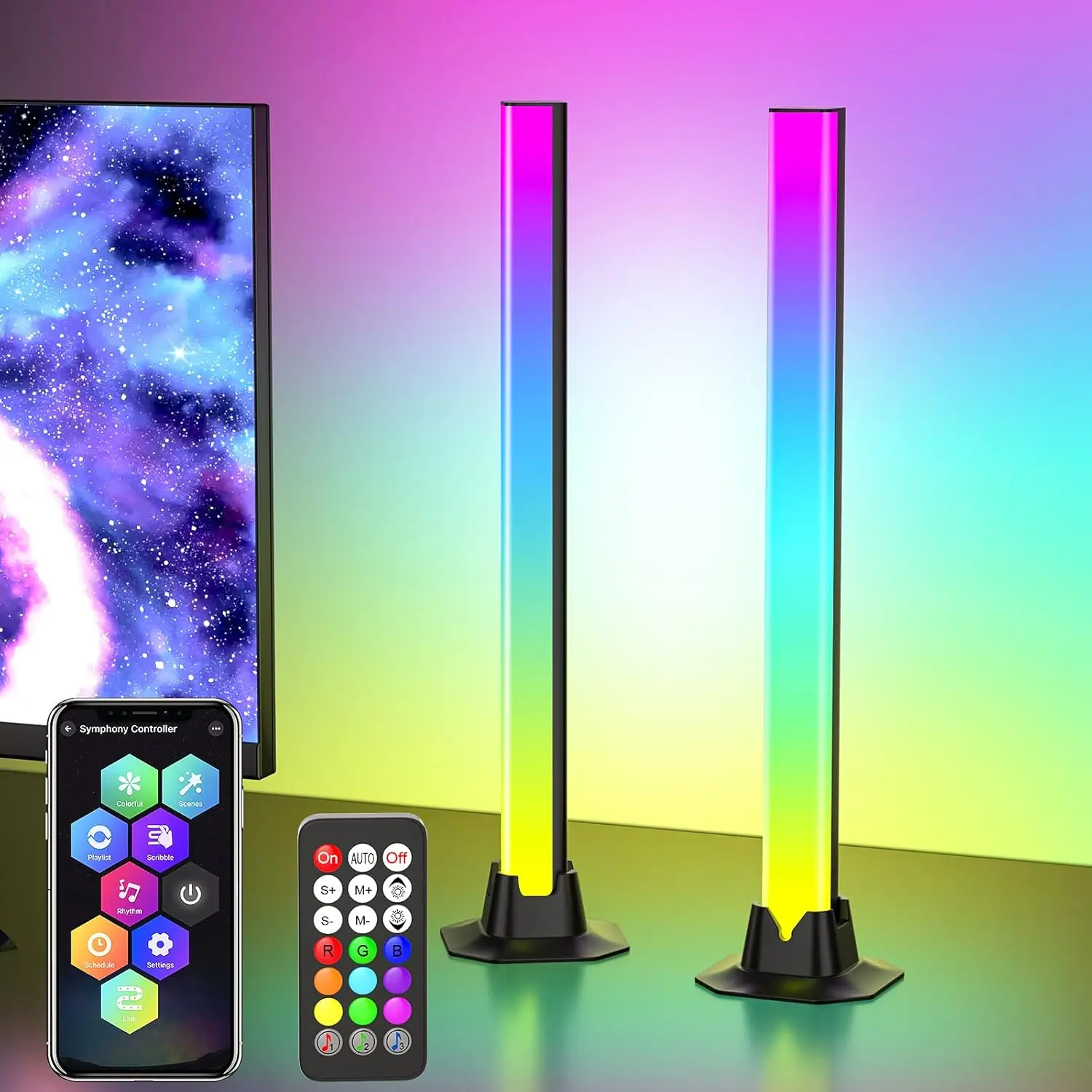 16.5in Smart RGB LED Light Bar with Ambient Lighting, 16M Color Changes, 213 Presets, 8 Scene Modes, Dynamic Music Sync, 3 Control Modes, IC Backlight for TV, Gaming Room