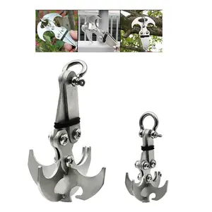 Stainless Steel Folding Hook, Multi-Functional Four Claw Design, Durable for Hiking Camping and Backpack Attachment