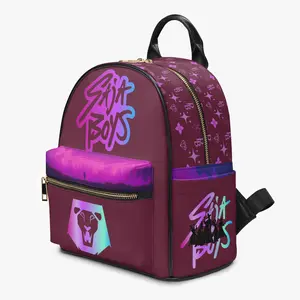 Anime Fantasy PU Leather Backpack – Magenta Accent Edition