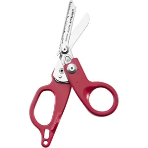 Raptor Response Emergency Shears with Ring Cutter and Oxygen Tank Wrench, Made in the USA, Crimson