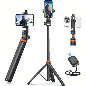 62" Phone Tripod, Tripod for iPhone & Selfie Stick with Remote, Extendable Cell Phone Stand & Ultimate Phone Holder, Solidest Phone Stand Compatible with iPhone/Android