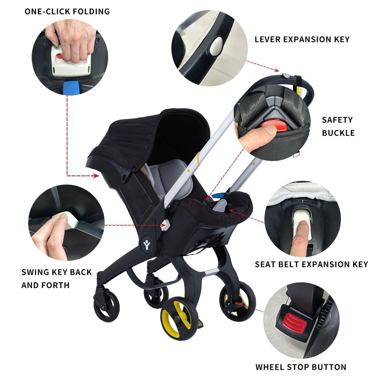 Summervibes BRODARK 3-in-1 High-Landscape Baby Stroller, Multi-Functional Collapsible Lightweight Travel Stroller with Adjustable Bassinet for Outdoor & Mall Use, Collapsible Stroller,Adjustable Baby Cradle Stroller Basket,Convertible Reversible Stroller Summervibes BRODARK 3-in-1 High-Landscape Baby Stroller, Multi-Functional Collapsible Lightweight Travel Stroller with Adjustable Bassinet for Outdoor & Mall Use, Collapsible Stroller,Adjustable Baby Cradle Stroller Basket,Convertible Reversible Stroller