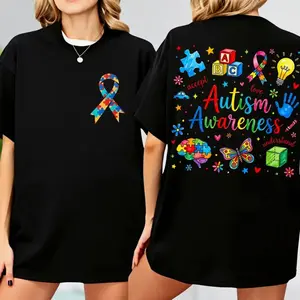 [Youth & Adult] Autism Gift, Autism Awareness T-shirt, Autism Support T-shirt, Trendy Front And Back Shirt, Autism Gift T-shirt EGRH