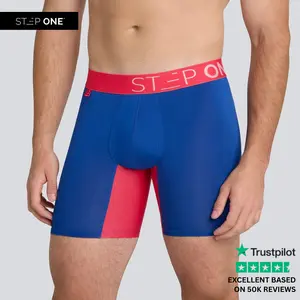 Step One Men's Boxer Brief - Pink Horizon, Anti-Chafe, Breathable Bamboo Fabric, UltraGlyde Panels, Hidden Elastic Pouch, Premium Underwear, Athletic Daily wear