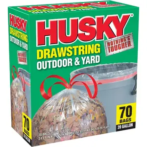 HK39DS070C-M Clear yd Bag 39 gal, 3' 4 in L x 2' 9 in W, 1 Mil T
