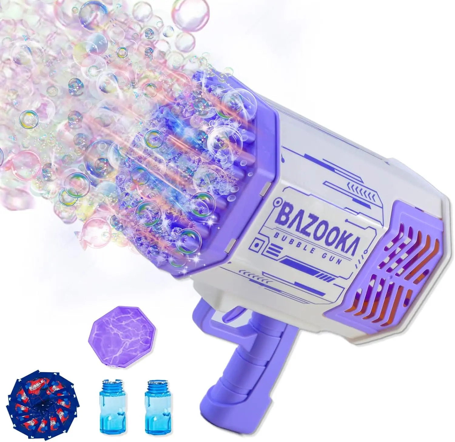 Halloween Fall Gift Toy Bubble Gun for Kids 69 Holes Bubble Machine for Toddlers 1-3 4-8 Girls Boys, Rechargeable Bazooka Bubble Blower Guns for Wedding Summer Outdoor Party with Bubble Solution