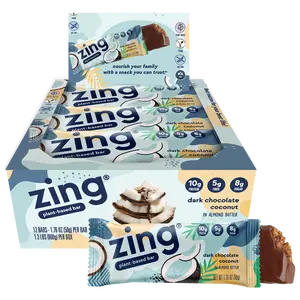 Zing Dark Chocolate Coconut Nutrition Bars - Vegan, Gluten-Free, Dairy-Free Snack