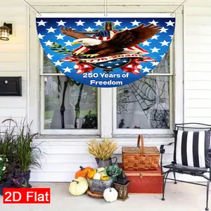 Patriotic 2D Flat Bald Eagle Metal Yard Art - USA Flag 1776-2026 Decoration for Outdoor Garden Fence Courtyard Lawn, American 250th Anniversary Home Exterior Ornament