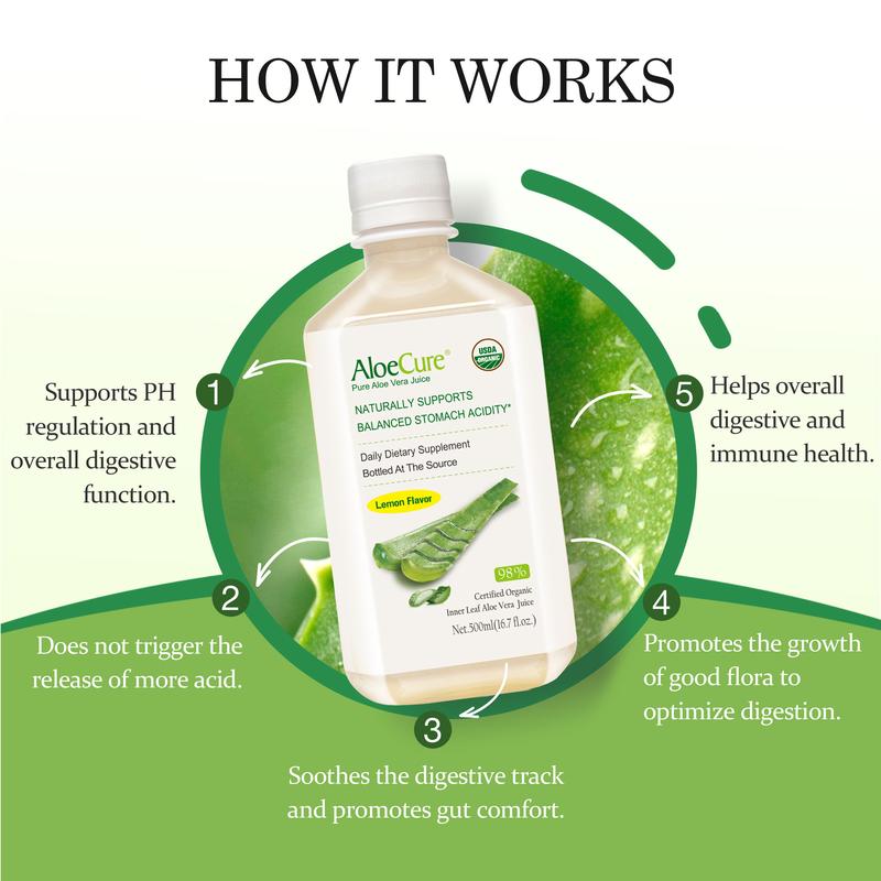 AloeCure Organic Aloe Vera Juice - 8 Bottle Sample Pack - Grape and Natural Flavor, 8x500ml