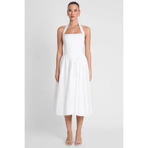 Hart Halter Corset Midi Dress - White