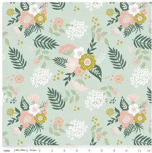 Hibiscus Light Green Fabric - Riley Blake Designs