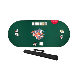 Feltectors Poker Mat 72x30in Texas Hold'em Table Top for 8 Players Anti-Slip Rubber with Carrying Bag for Blackjack & Casino Games