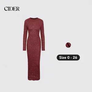 Cider [size 0-26] Wool-blend Round Neck Metallic Knitted Maxi Dress