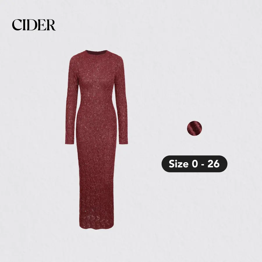 Cider [size 0-26] Wool-blend Round Neck Metallic Knitted Maxi Dress SohoChic