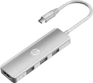 HP USB C Docking Station - 5-in-1 Multi-Port USB C Hub with 4K HDMI, 100W Power Delivery, for Laptops, MacBook, iPad, Thinkpad and More, Silver