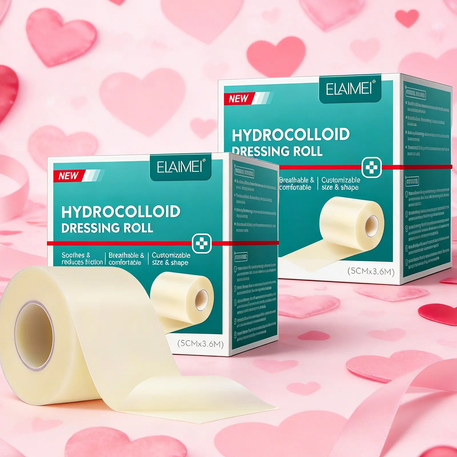 2box Hydrogel Dressing Roll (2 Inch X 11.8 Feet), Hydrocolloid Ultra Soft Breathable Skin-Friendly Design, Waterproof Strong Adhesive, Wound Care, Self Adhesive Bandage, Bandage Wrap, Water Proof Bandages
