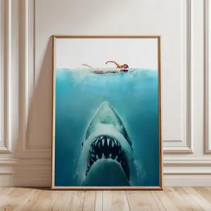 Jaws Film Poster Movie Print Retro Wall Art  , Premium Poster, Canvas Home Decor
