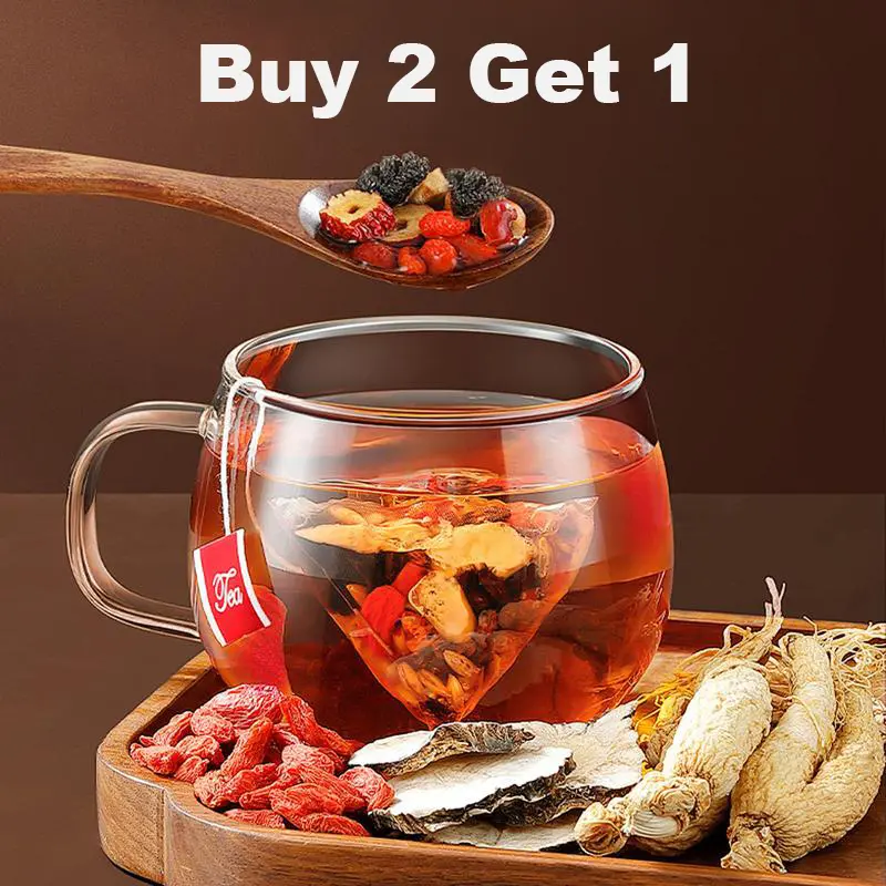 Men’s Herbal Kidney Health Tea Beverage - Ginseng + Red Dates Loose Leaf Supplement, 10g, Supports Energy, Kidney Function, Vitality, Endurance