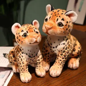 3 Postures Real Life Leopard Plush Toys Cute Simulation Cheetah Cub Models Stuffed Soft Animal Baby Doll Room Decor Cute Gift