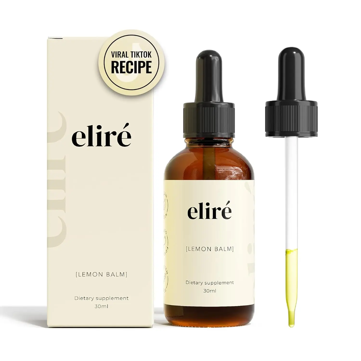 Eliré Organic Lemon Balm Extract - 30ml Alcohol-Free Vegan Non-GMO Gluten-Free Digestive Relief & Anti-Bloat Support Supplement