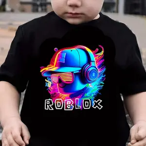 A children's multi-colored Roblox neon cyberpunk graphic T-shirt, perfect for everyday casual wear. This stylish and comfortable T-shirt is ideal for daily wear and casual outings.