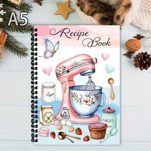 A5 Size Coiled Recipe Book, Fresh Cute Style, Filled with Baking Atmosphere, Perfect for Cooking Enthusiasts, Ideal Gift for Bakers, Portable Notebook