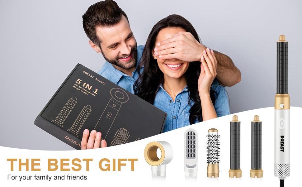 DOEAST US Seller 5-in-1 Hair Styler & Hair Dryer Set with Millions of Negative Ions Features Auto Hair Curler, Detachable Comb Heads, Curling Iron, Hair Straightener, Volumizer, Hot Air Brush & Air Curler All-in-One Hair Styling Tools,  Gift for Girls