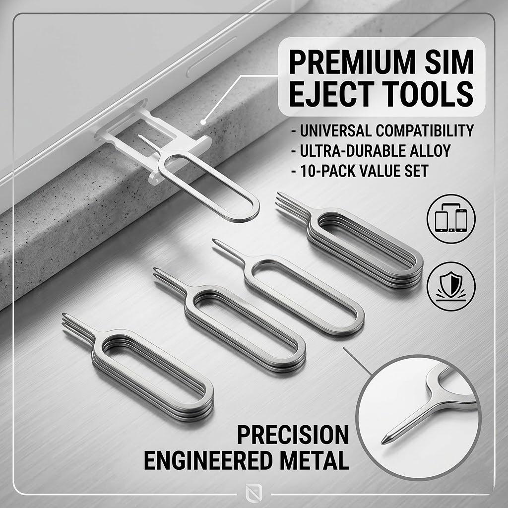 Premium Keychain SIM Card Ejector Tool & Case Holder - Universal Styling Mini Pin Accessory Compatible with iPhone, Samsung, Pixel, & Android Devices.