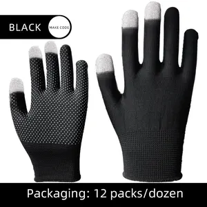 12 Pairs Thin Anti-Slip Durable Nylon Safety Gloves, Breathable Sticky Gloves, Ideal for Outdoor Sports Cycling Fishing