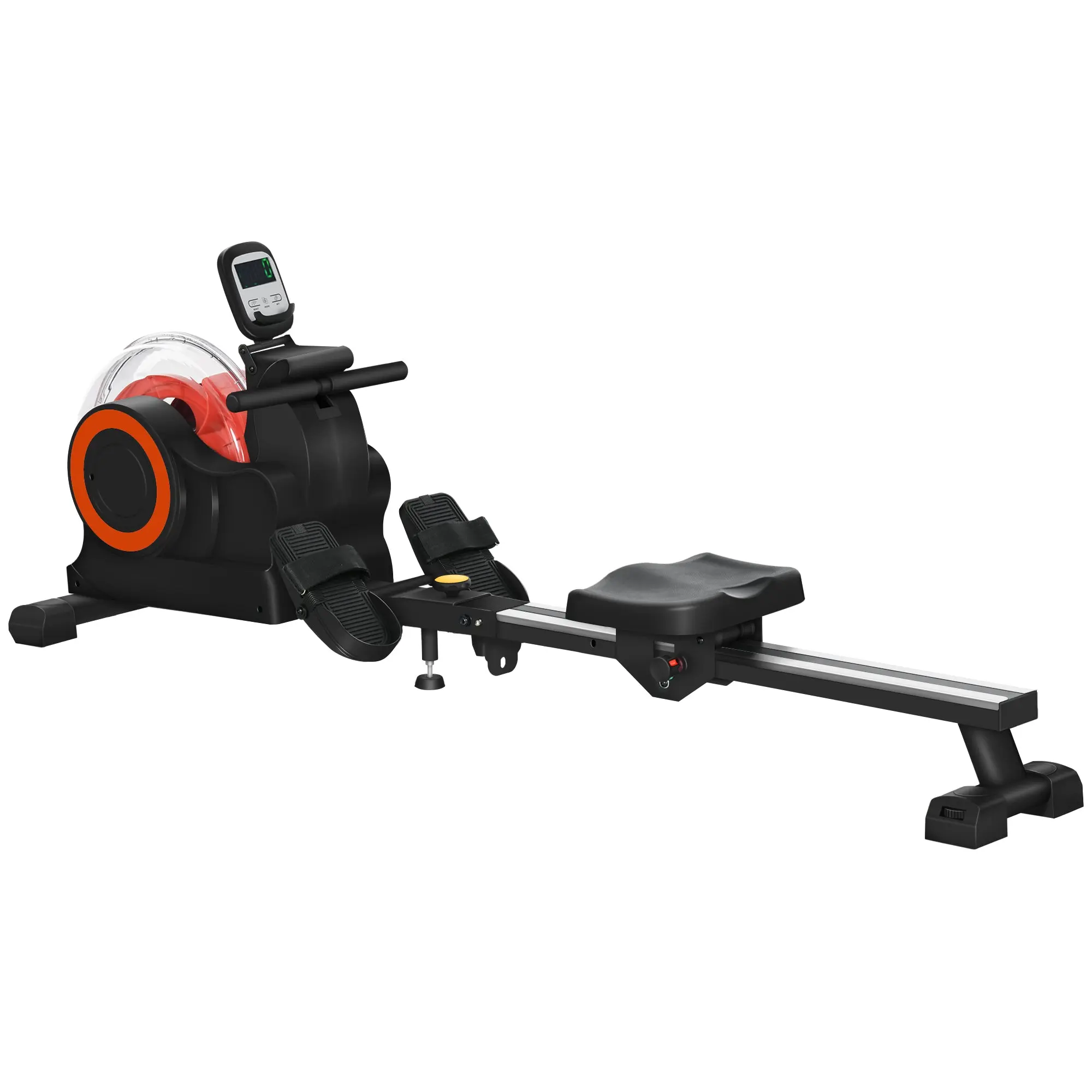 NEWZOME Water Rowing Machine, Foldable Rower with Adjustable Resistance, LCD Monitor, Tablet Holder, and Wheels for Home Cardio Training