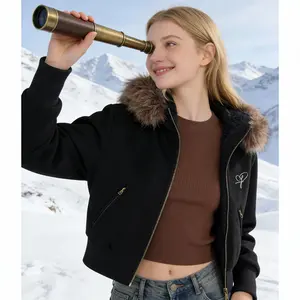 F426 Winter Faux Fur Collar Jacket with Streetwear Charm - Cozy Warmth, Premium Fabric, Chic Cropped Silhouette, Functional Details Womenswear