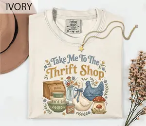 (Sale Off Up To 50%) Comfort Colors Take Me To The Thrift Shop T-Shirt, Vintage Thrifting Unisex T-Shirt, Retro Graphic Top, Funny Thrift Lover Sweatshirt, Full Color, For Men, For Women, Casual, Classic Fashion, Tee Print