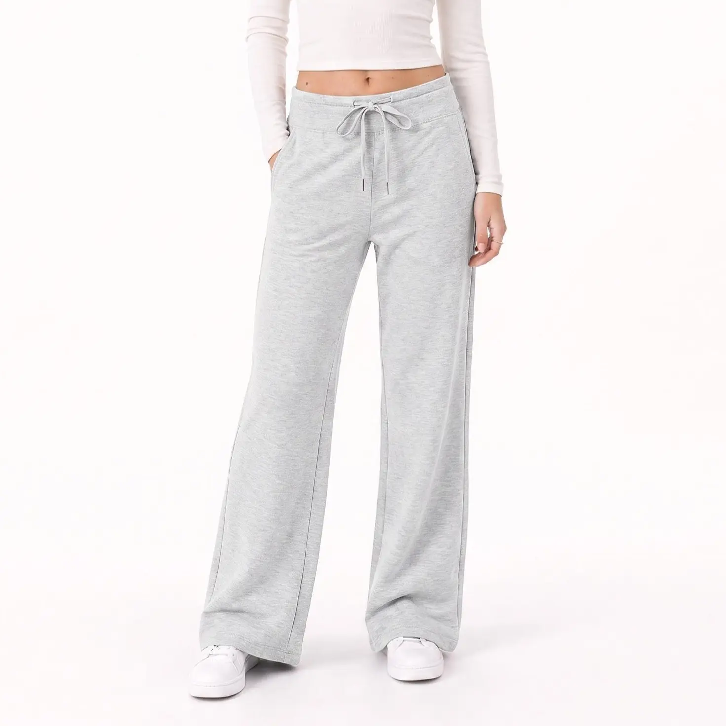 EMMIOL Women's Wide Leg Sweatpants High Waisted Fall Lounge Palazzo Pants | Deep Pockets Drawstring Lightweight Airport Outfit, Soft Loose Fit Bottoms Joggings,Back to School