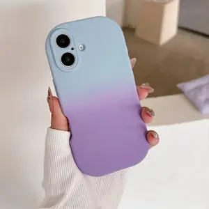 Shockproof Cute Gradient Oval Soap Soft Silicone Case For iPhone 15 Pro Max 14 Plus 13 12 11 Thickened Camera Protection Cover