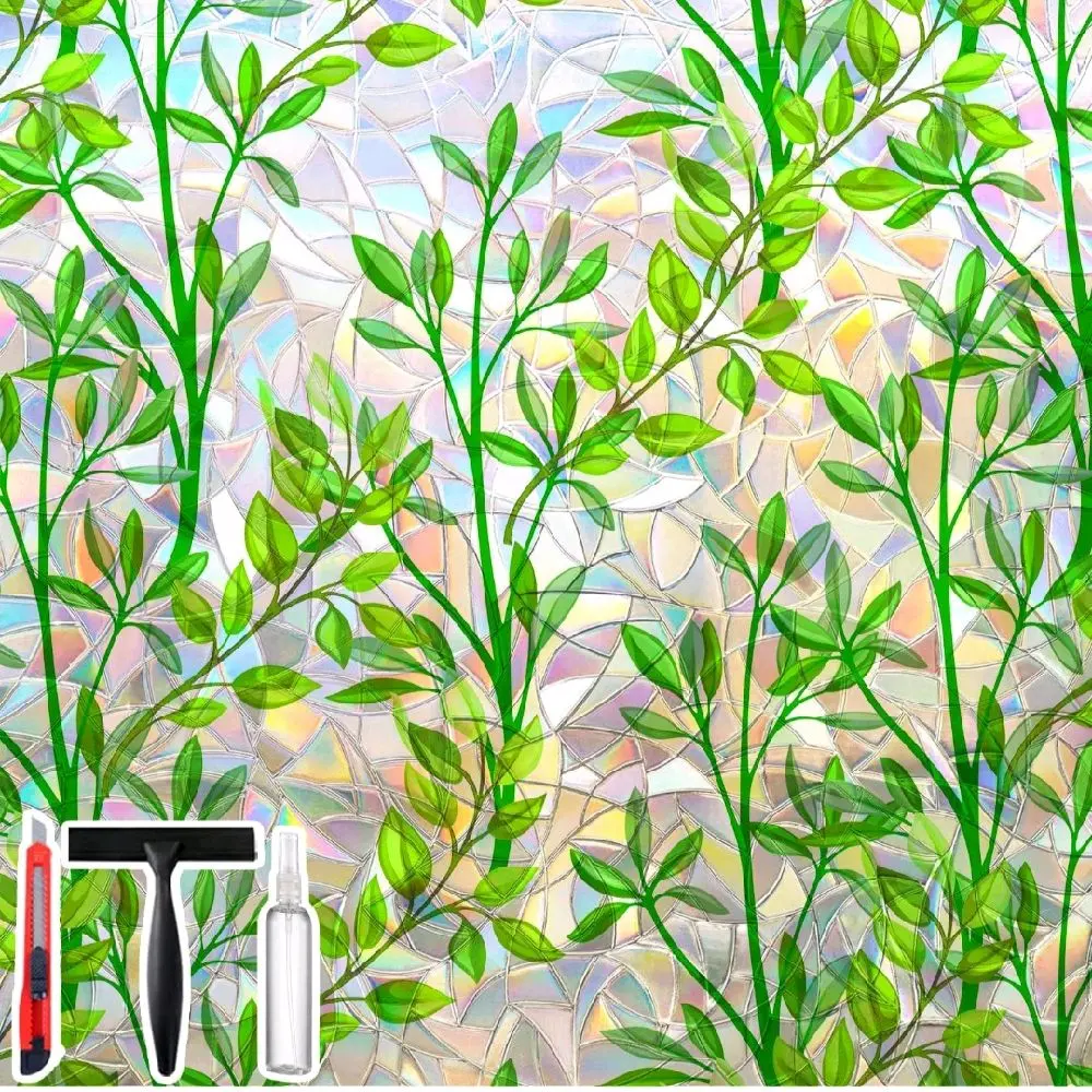 Non-Adhesive Stained Glass Window Film Decorative, Static Cling