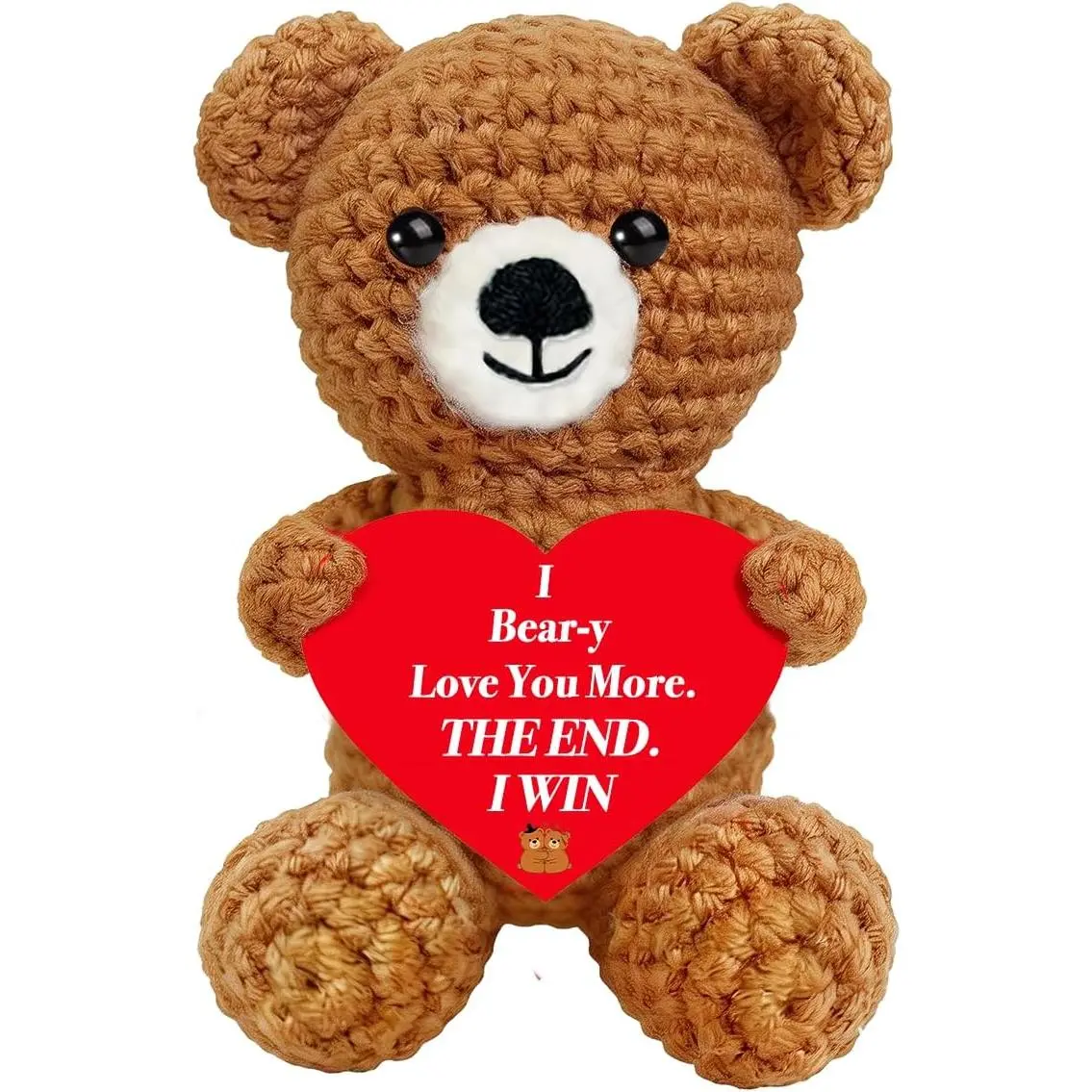 AicooFest Gifts for Him Her Boyfriend Girlfriend, Handmade Crochet Bear to My Love Anniversary Birthday Gifts for Women Men, I Love You Wedding Romantic Gift for Wife Husband Couples