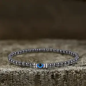 Evil Eye Natural Stone Bead Bracelet for Men and Women Simple Fashion Accessories Daily Wearing