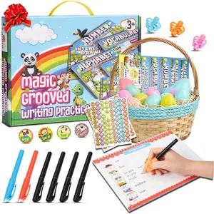 Magic Grooved Writing Practice for  Ages 3-8,  Handwriting Practice Books Set (6 Books) with Disappearing Ink Pens, Letter/Number Tracing,  &  Learning Kit