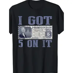 Summer t Shirts Casual Style |   Men's Plus Size Casual T-Shirt, 100% Cotton Crew Neck with Banknote Letter Print