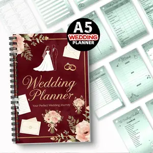 1pc Wedding Planner-themed Notebook, Silhouette Stationery Style - Plan The Perfect Wedding Journey and Record Every Step of Growth. Complete Journey Guide, A Thoughtful Gift for Newlyweds. Suitable for Soon-to-be-wed Couples To Use. 5.5x8.3 Inch Notebook