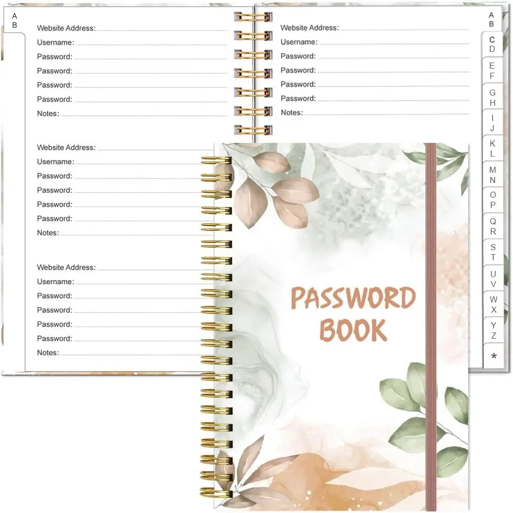 Simplified Password Book with Alphabetical Tabs - Small Pocket Size Password Keeper Journal Notebook for Computer & Website Logins, 4.5" x 6.2", Rose