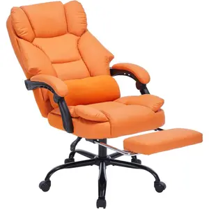 [Bellemave]Office Chair with Foot Rest, Executive Office Chair with Arms, Reclining Computer Chair with Wheels and Lumbar Support, PU Leather Comfy Swivel Chair for Home Office