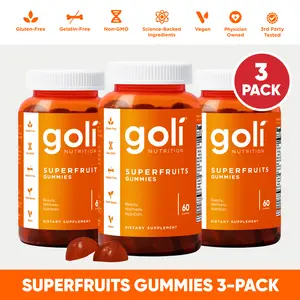 3 Bottles of Goli SuperFruits Beauty Gummy Vitamin - Collagen, Mixed Fruit, Vegan, Plant-Based, Non-GMO, Gluten-Free & Gelatin Free 3 Bottles of Goli SuperFruits Beauty Gummy Vitamin - Collagen, Mixed Fruit, Vegan, Plant-Based, Non-GMO, Gluten-Free & Gelatin Free