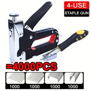 4-In-1 Heavy Duty Manual Nailer Kit - Versatile Stapler For DIY Home Improvement, Furniture, And Wood Projects - Includes T, U, I, And N-Shaped Nails, Includes Nailer, 4,000 Nails, And Nail Remover