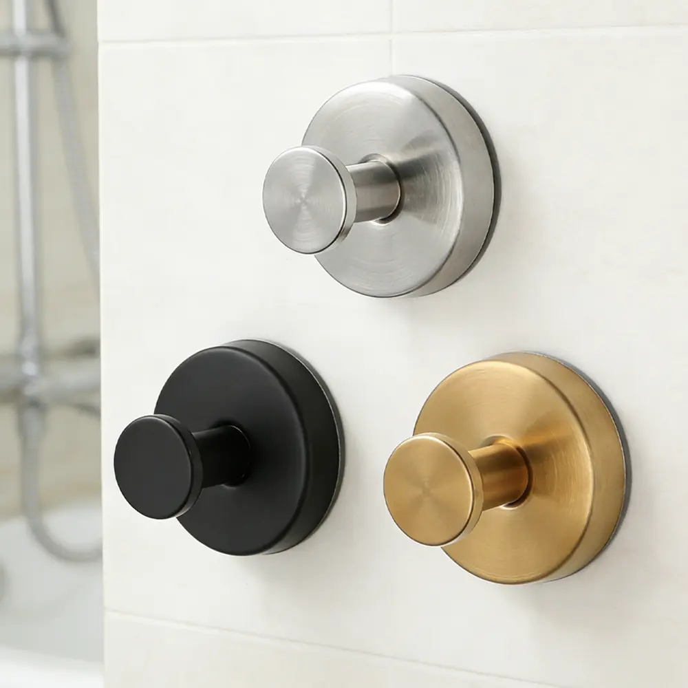 2026 Upgraded No-Drill Stainless Steel Suction Cup Hooks for Bathroom Organization, Shower, Hanging Towels on Glass Doors, Tile, Mirrors (3 Colors, 2 PCS)