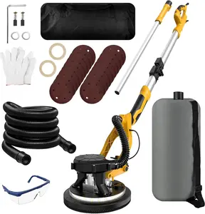 1250W 11.5A Drywall Sander, Electric Drywall Sander with Vacuum Dust Collection, 5 Variable Speed 800-1800RPM, Extendable Handle, Popcorn Ceiling Removal Tool with LED Light, 18Pcs Sanding Discs