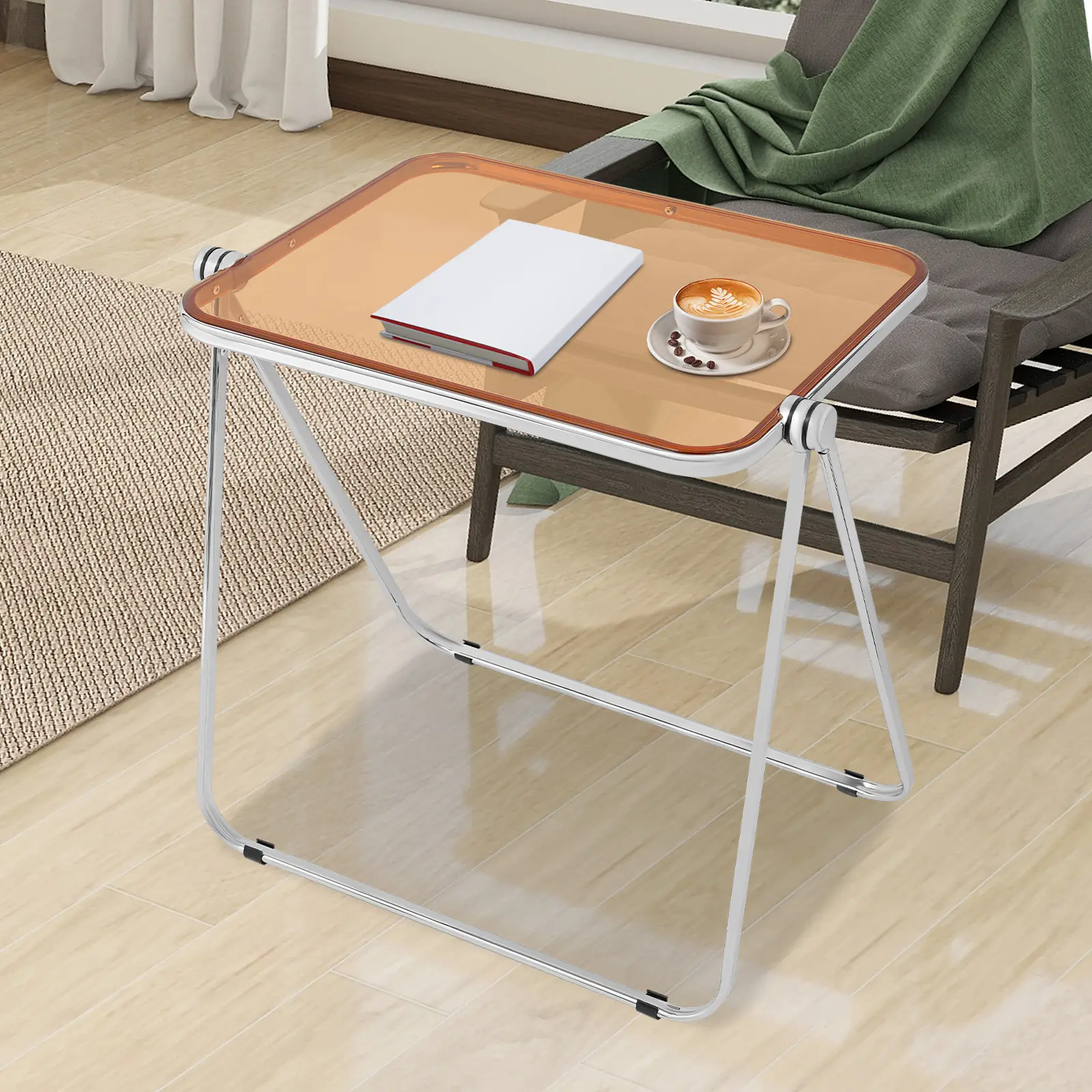Folding Side Table - Space-Saving Outdoor Furniture with Storage, Ideal for Couch Snacks, Home Office Standing Desk Use, 25*20*27in, 6kg/13.23lbs