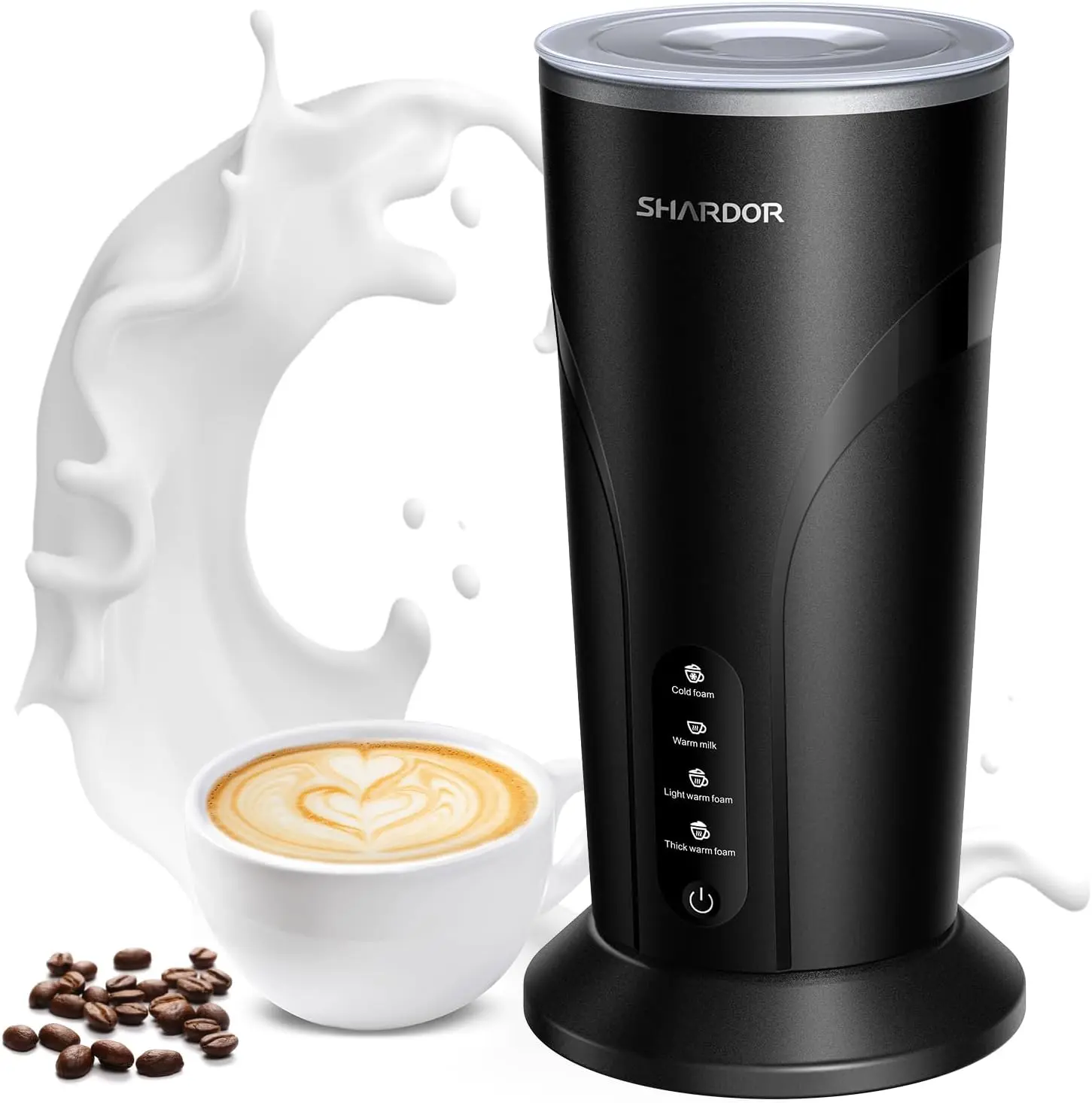 KIDISLE 4-in-1 Electric Milk Frother-Steamer Kitchen Appliance with Advanced Strix Temperature Control System, 300ml/10oz Automatic Warmer, Auto Shut-Off, US Plug, Hot/Cold Foam Maker for Coffee Latte, Hot Chocolate, Kitchen Appliances