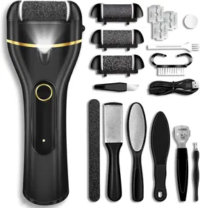 Callus Remover for Feet, Electric Foot Callus Remover Waterproof with 3 Rollers 2 Speed Battery Display,17 in1 Rechargeable Foot File Pedicure Kits for Dead Hard Cracked Dry Skin