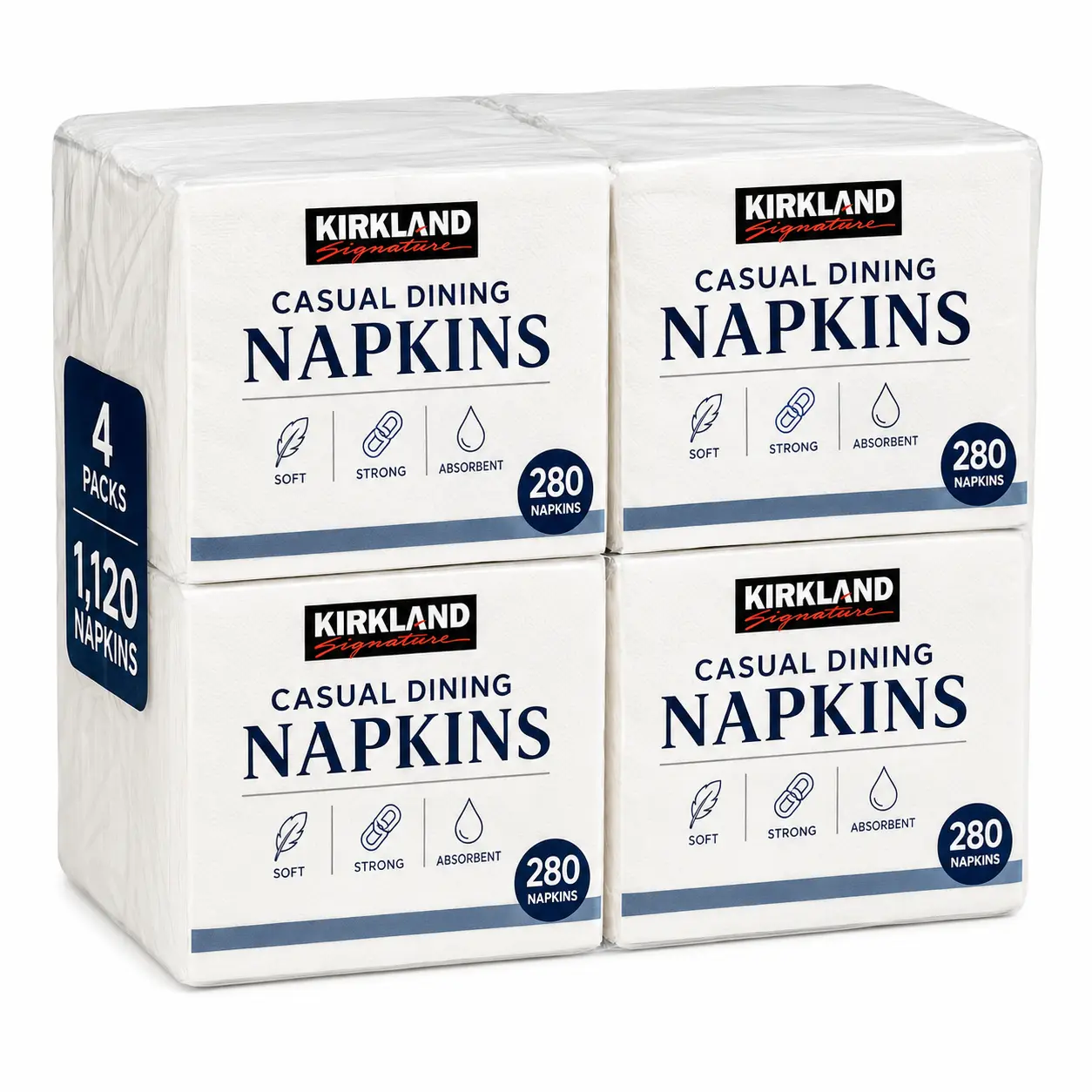 Kirkland Signature Soft Absorbent Disposable Paper Napkins, 4 Packs for Kitchen/Dining Use, 1040 Total Count, Unscented